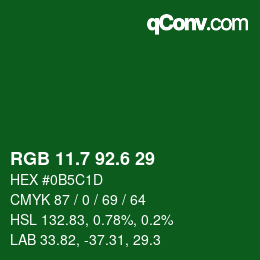 カラーコード: RGB 11.7 92.6 29 | qconv.com