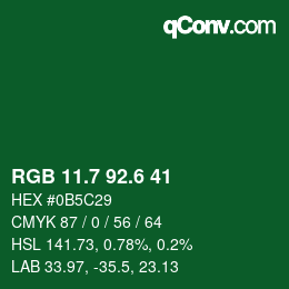 カラーコード: RGB 11.7 92.6 41 | qconv.com