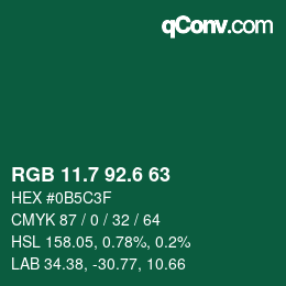 カラーコード: RGB 11.7 92.6 63 | qconv.com