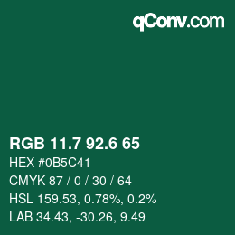 カラーコード: RGB 11.7 92.6 65 | qconv.com