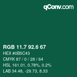 カラーコード: RGB 11.7 92.6 67 | qconv.com