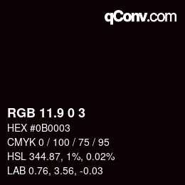Color code: RGB 11.9 0 3 | qconv.com
