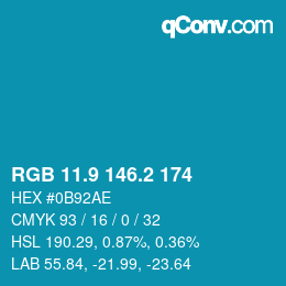 カラーコード: RGB 11.9 146.2 174 | qconv.com