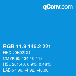 Color code: RGB 11.9 146.2 221 | qconv.com