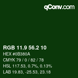 カラーコード: RGB 11.9 56.2 10 | qconv.com