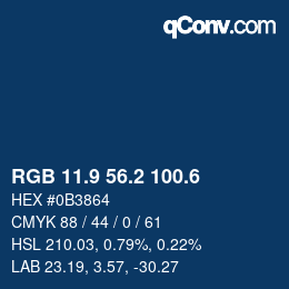 カラーコード: RGB 11.9 56.2 100.6 | qconv.com