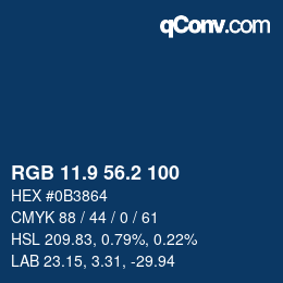 カラーコード: RGB 11.9 56.2 100 | qconv.com