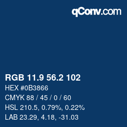 Color code: RGB 11.9 56.2 102 | qconv.com