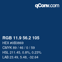 Color code: RGB 11.9 56.2 105 | qconv.com