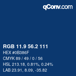 カラーコード: RGB 11.9 56.2 111 | qconv.com
