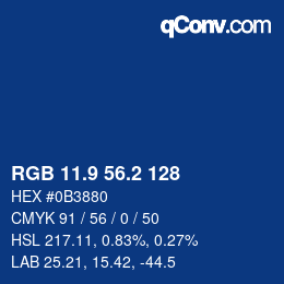 カラーコード: RGB 11.9 56.2 128 | qconv.com