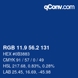 カラーコード: RGB 11.9 56.2 131 | qconv.com