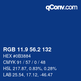 カラーコード: RGB 11.9 56.2 132 | qconv.com