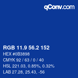 Color code: RGB 11.9 56.2 152 | qconv.com