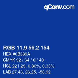 カラーコード: RGB 11.9 56.2 154 | qconv.com