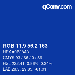 カラーコード: RGB 11.9 56.2 163 | qconv.com