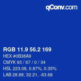 カラーコード: RGB 11.9 56.2 169 | qconv.com