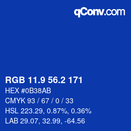 カラーコード: RGB 11.9 56.2 171 | qconv.com