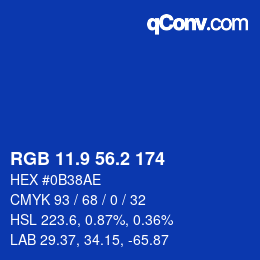 カラーコード: RGB 11.9 56.2 174 | qconv.com