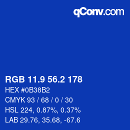 カラーコード: RGB 11.9 56.2 178 | qconv.com