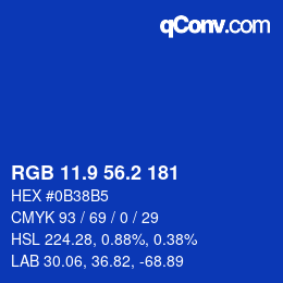 カラーコード: RGB 11.9 56.2 181 | qconv.com