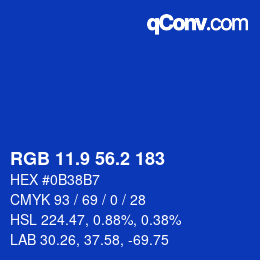 カラーコード: RGB 11.9 56.2 183 | qconv.com