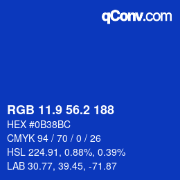 カラーコード: RGB 11.9 56.2 188 | qconv.com