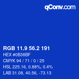 カラーコード: RGB 11.9 56.2 191 | qconv.com