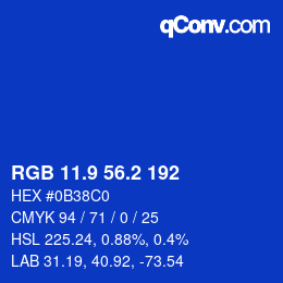 カラーコード: RGB 11.9 56.2 192 | qconv.com