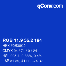 カラーコード: RGB 11.9 56.2 194 | qconv.com