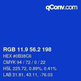 カラーコード: RGB 11.9 56.2 198 | qconv.com