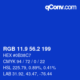 カラーコード: RGB 11.9 56.2 199 | qconv.com