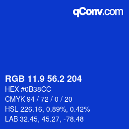 カラーコード: RGB 11.9 56.2 204 | qconv.com