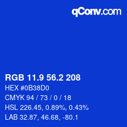 カラーコード: RGB 11.9 56.2 208 | qconv.com