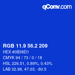 カラーコード: RGB 11.9 56.2 209 | qconv.com