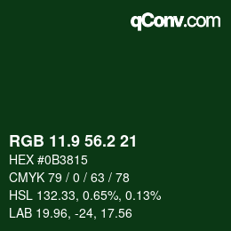 Color code: RGB 11.9 56.2 21 | qconv.com