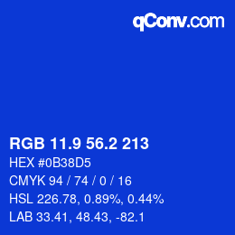 カラーコード: RGB 11.9 56.2 213 | qconv.com