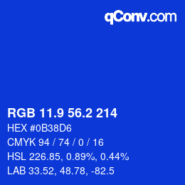 カラーコード: RGB 11.9 56.2 214 | qconv.com