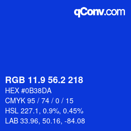 カラーコード: RGB 11.9 56.2 218 | qconv.com