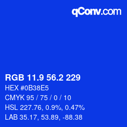 カラーコード: RGB 11.9 56.2 229 | qconv.com