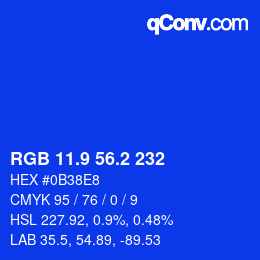 カラーコード: RGB 11.9 56.2 232 | qconv.com