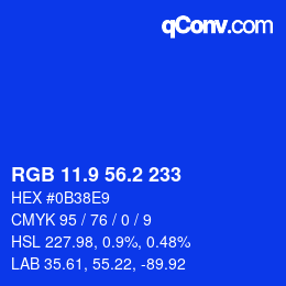 カラーコード: RGB 11.9 56.2 233 | qconv.com