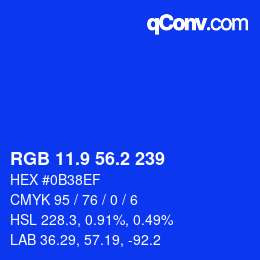 カラーコード: RGB 11.9 56.2 239 | qconv.com