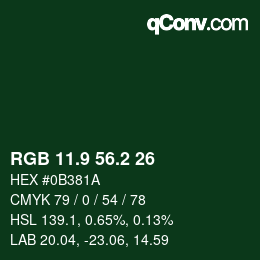 Color code: RGB 11.9 56.2 26 | qconv.com