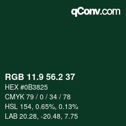 Color code: RGB 11.9 56.2 37 | qconv.com