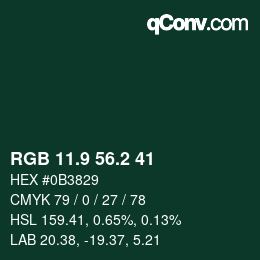 Color code: RGB 11.9 56.2 41 | qconv.com