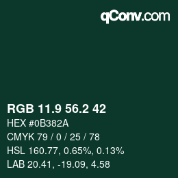 カラーコード: RGB 11.9 56.2 42 | qconv.com