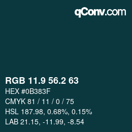 Color code: RGB 11.9 56.2 63 | qconv.com