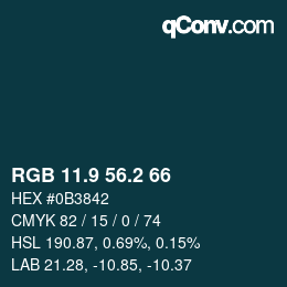 Color code: RGB 11.9 56.2 66 | qconv.com