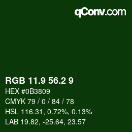 カラーコード: RGB 11.9 56.2 9 | qconv.com